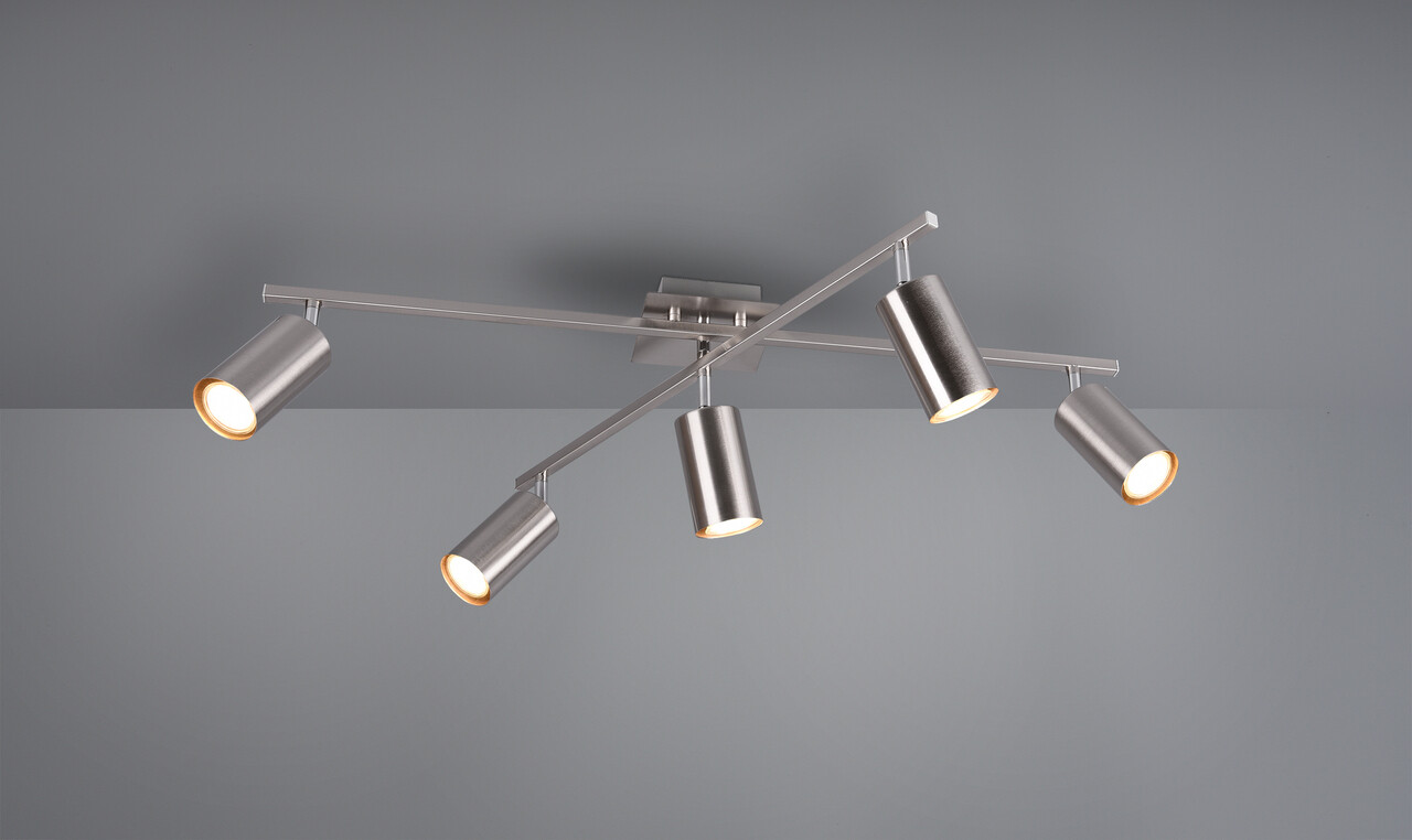 Plafoniera Marley, TRIO, 77.4x57.4x22.4 cm, 35W, 5x GU10, metal, argintiu mat - imagine 4